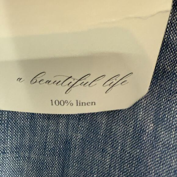 NWT Crown Linen Designs Shirt Dress Women 2 Blue Long Sleeve Coastal Oversized - Picture 9 of 10